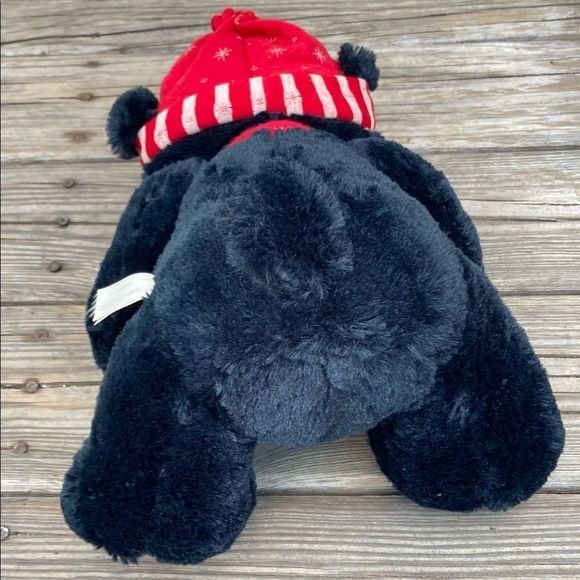 DAN DEE VINTAGE HOLIDAY BLACK BEAR PLUSH RED HAT - Picture 5 of 7